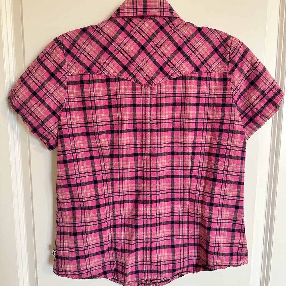 Rockies Pink Plaid Pearl Snap Shirt Medium - Picture 3 of 4